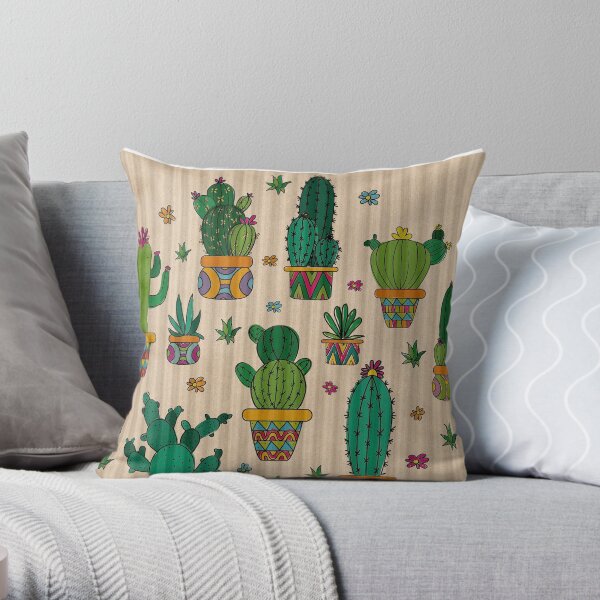 Cactus Pattern Throw Pillow