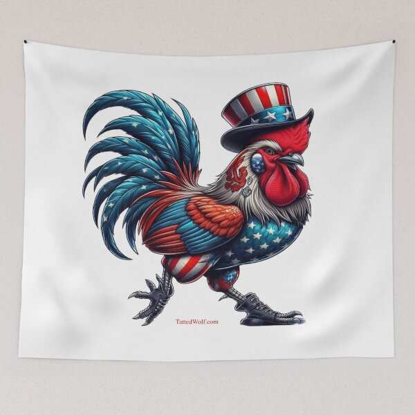 Item preview, Patriotic Tatted Rooster designed and sold by TattedWolf.
