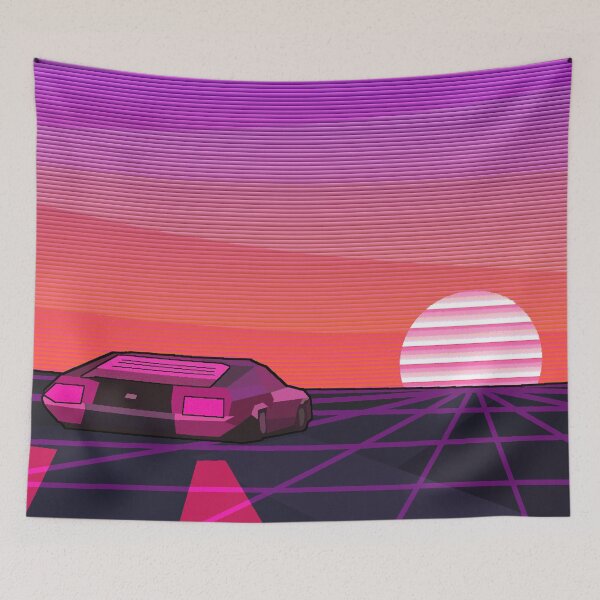 Item preview, Secret Mission Synthwave Sun and Cyberpunk Car Illustration designed and sold by MusicArtAndGrind.