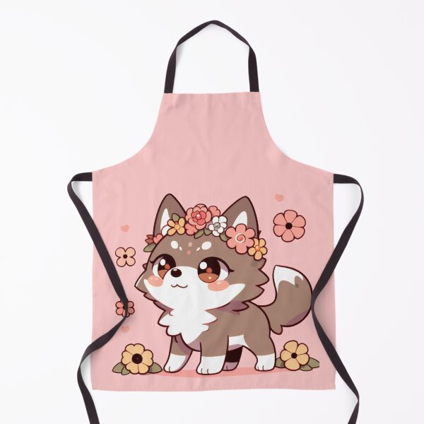 Item preview, Cute Colorful Wolf Dog Art With Flowers Simple Style Pink Little Baby, anime designed and sold by Cr320.