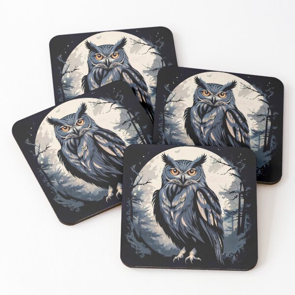 Item preview, The owl and the moon on a dark night designed and sold by PixelCraftDSG.