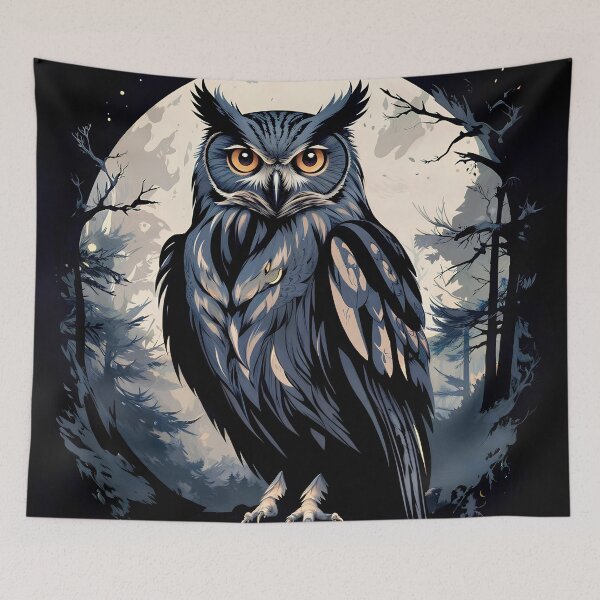 Item preview, The owl and the moon on a dark night designed and sold by PixelCraftDSG.