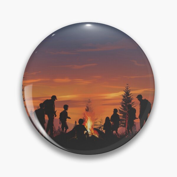 Item preview, Campers sunset gradient backdrop around campfire Active Outdoors Inspired Art designed and sold by CDC40.