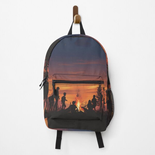 Item preview, Campers sunset gradient backdrop around campfire Active Outdoors Inspired Art designed and sold by CDC40.