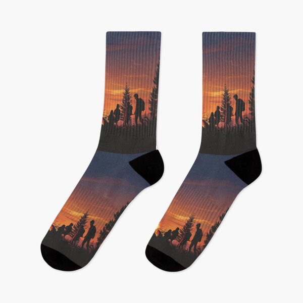 Item preview, Campers sunset gradient backdrop around campfire Active Outdoors Inspired Art designed and sold by CDC40.