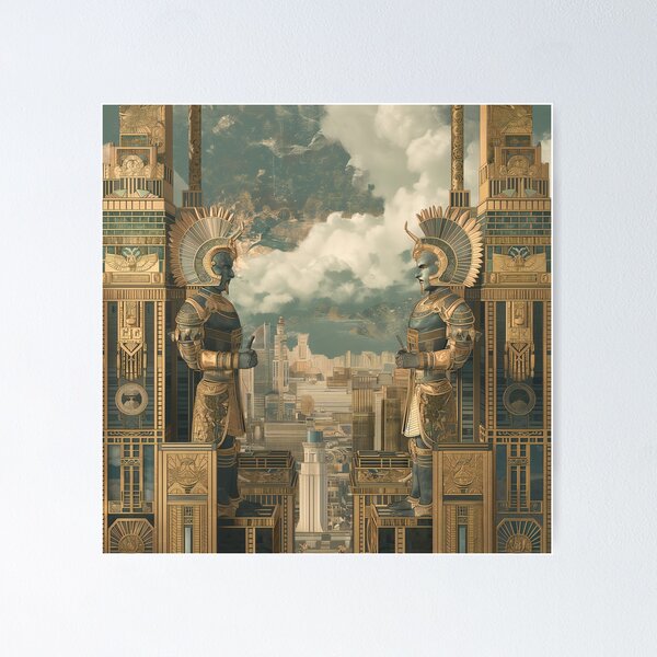Item preview, Babylonian gods in a roaring twenties fantasy city designed and sold by deepglitchart.