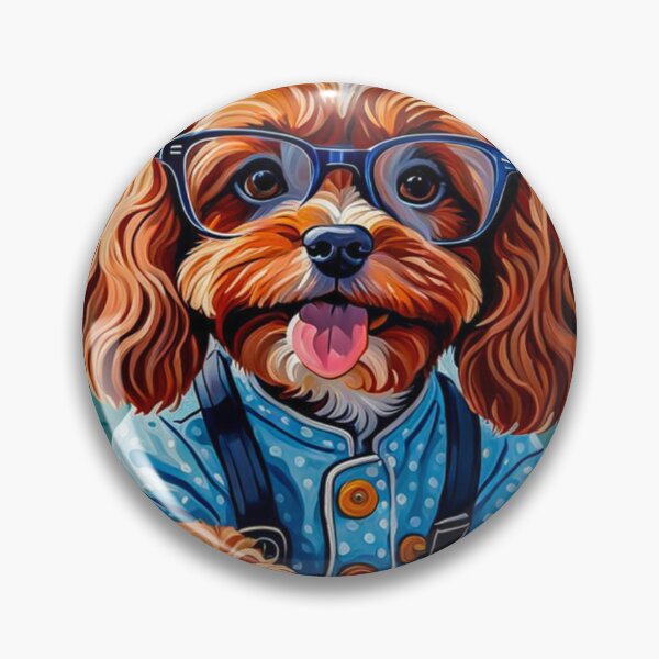 Item preview, Vintage Retro - Cute Adorable Red Cavapoo Wearing Glasses Baking Cookies in tthe Kitchen designed and sold by MyArt23.