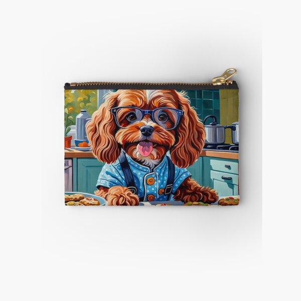 Item preview, Vintage Retro - Cute Adorable Red Cavapoo Wearing Glasses Baking Cookies in tthe Kitchen designed and sold by MyArt23.