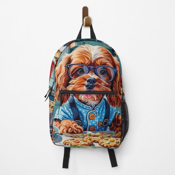 Item preview, Vintage Retro - Cute Adorable Red Cavapoo Wearing Glasses Baking Cookies in tthe Kitchen designed and sold by MyArt23.
