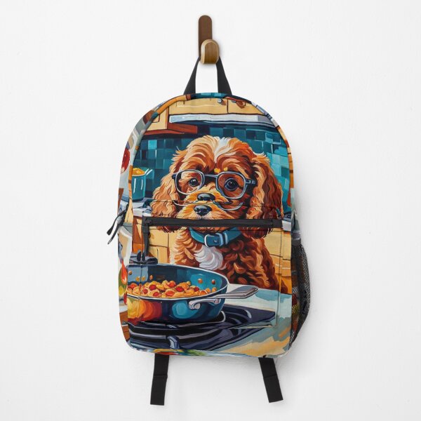 Item preview, Vintage Retro - Cute Adorable Red Cavapoo Wearing Glasses Cooking Breakfast in the Kitchen designed and sold by MyArt23.