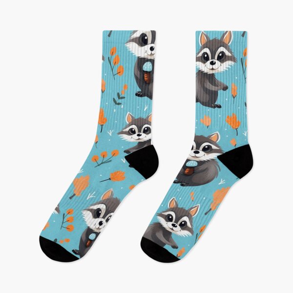 Item preview, Animation seamless raccoon with flower for pet product. designed and sold by Whiteblueshop.