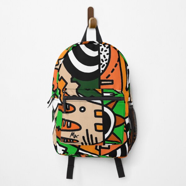 Item preview, Geometric Popart green orange brown black white colorful designed and sold by Michalaart.