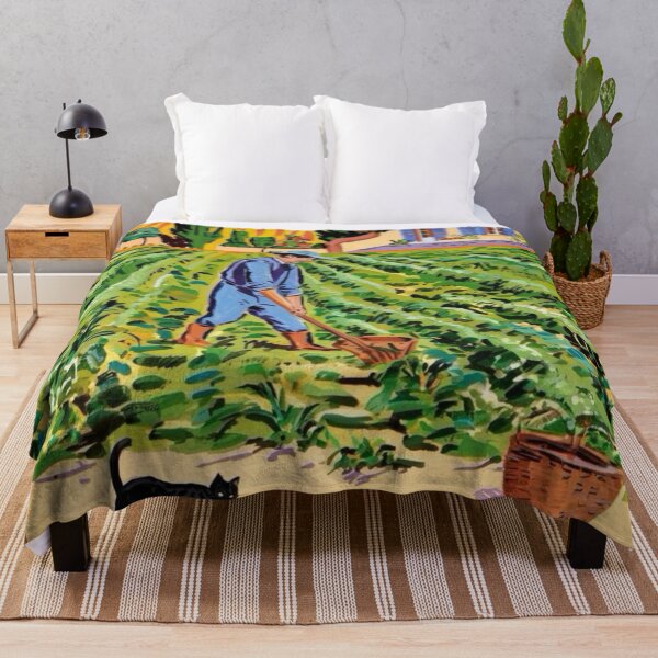 Item preview, “Escape to Rural France” : The  Farmer and The Black Cat Vintage Art. French Countryside.  designed and sold by CARRAANN.