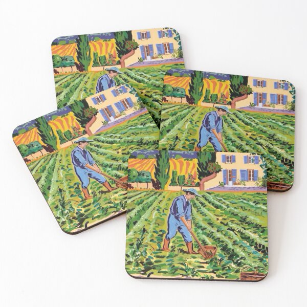 Item preview, “Escape to Rural France” : The  Farmer and The Black Cat Vintage Art. French Countryside.  designed and sold by CARRAANN.