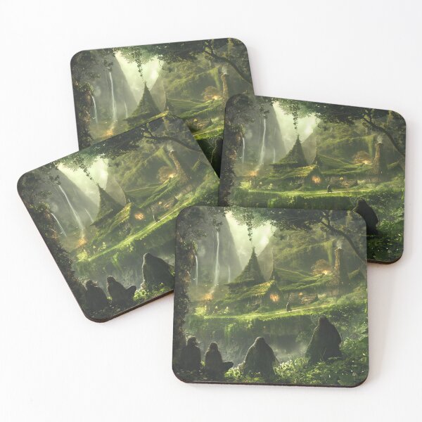 Item preview, Celtic Druids in a Lush Green Solarpunk Village designed and sold by deepglitchart.