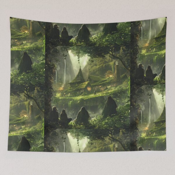 Item preview, Celtic Druids in a Lush Green Solarpunk Village designed and sold by deepglitchart.