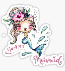 Blue Fin Mermaid Mommy Sexy Sticker
