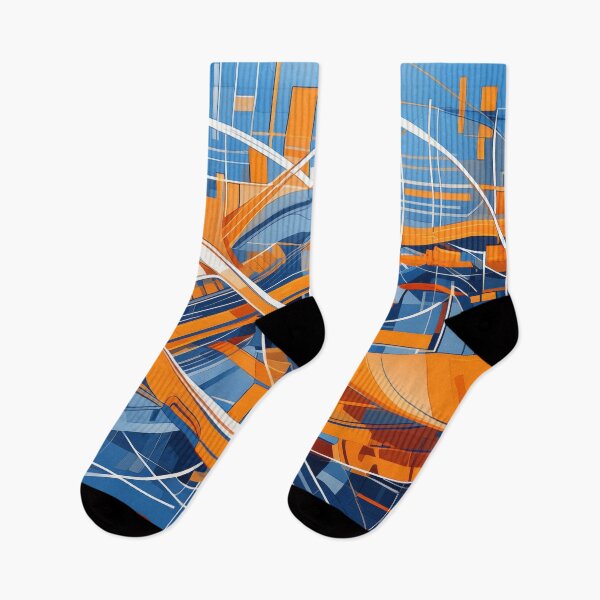 Item preview, Abstract art Orange shapes on blue background designed and sold by GreissDesign.