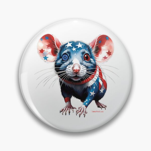 Item preview, Patriotic Tatted Mouse with Heterochromia designed and sold by TattedWolf.