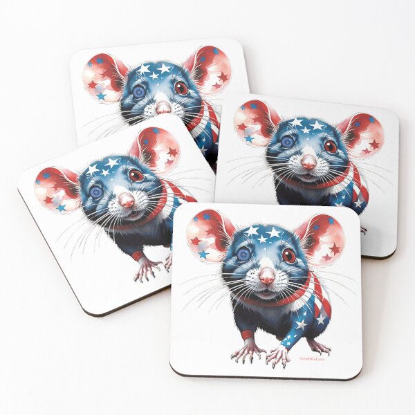 Item preview, Patriotic Tatted Mouse with Heterochromia designed and sold by TattedWolf.