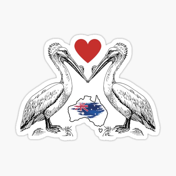 Item preview, Australian Pelican (Pelecanus conspicillatus) heart Australian birds gift men Woman kids.  designed and sold by Taylor  ART.