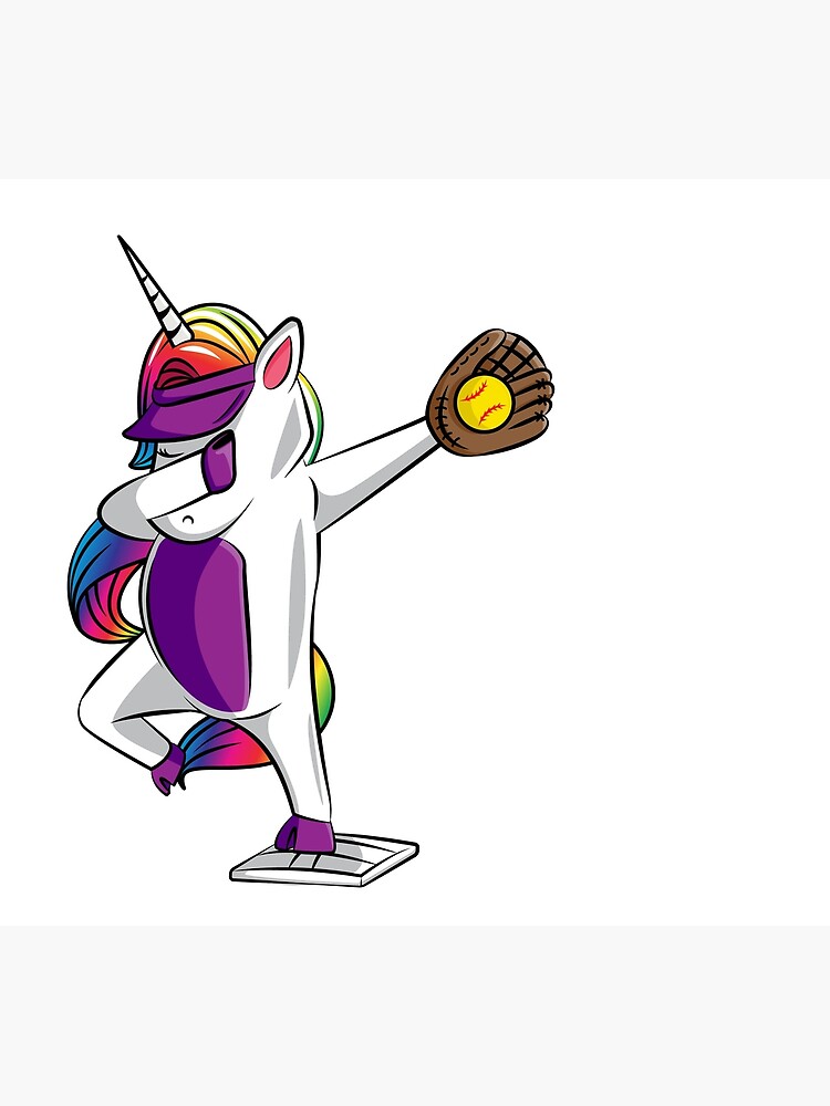 "Dabbing Unicorn Softball Girls Softball Dab Softball Gift Cute