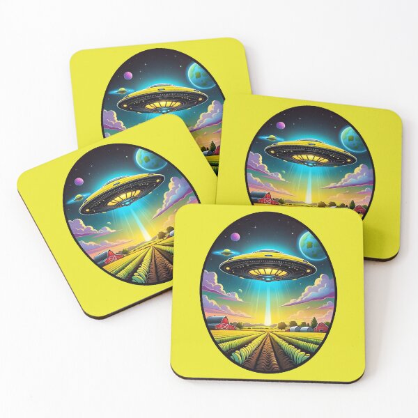Item preview, Yellow UFO Above A Farm designed and sold by TheArtOfPat.