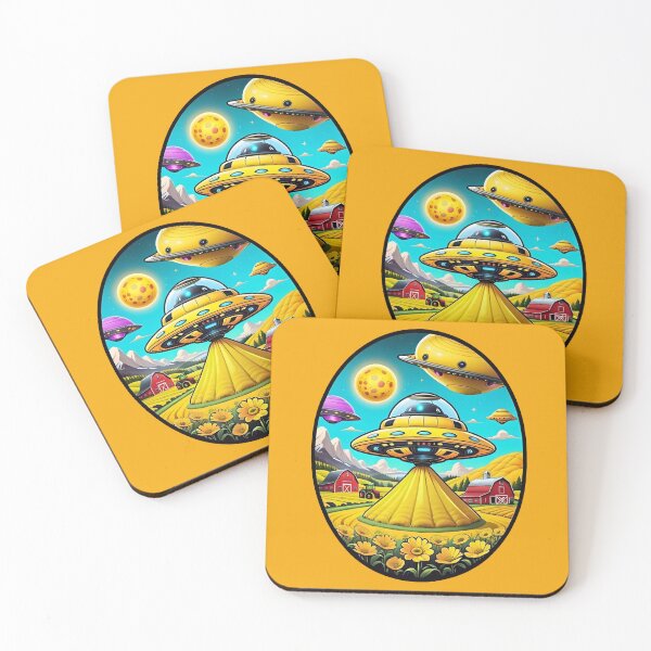 Item preview, Yellow UFO Above A Farm designed and sold by TheArtOfPat.