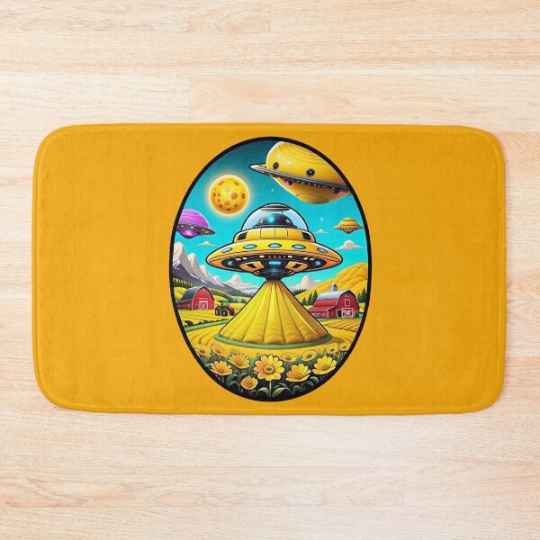 Item preview, Yellow UFO Above A Farm designed and sold by TheArtOfPat.