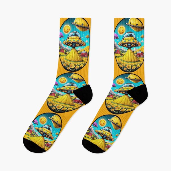 Item preview, Yellow UFO Above A Farm designed and sold by TheArtOfPat.