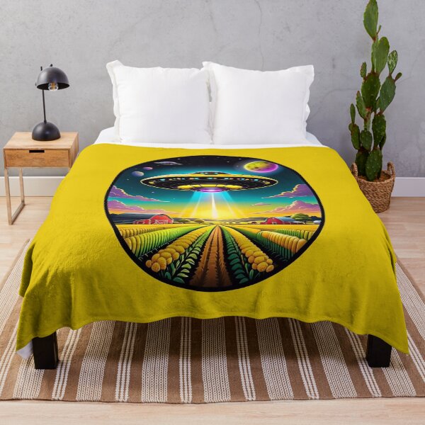 Item preview, Yellow UFO Above A Farm designed and sold by TheArtOfPat.