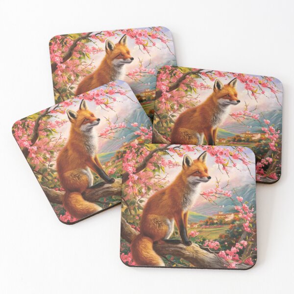 Artikelvorschau, Fuchs-Portrait. Fuchs mit Kirschblüte, Blumenfuchs, Fuchsmalerei, Raphael-Stil entworfen und verkauft von FoxVibes.
