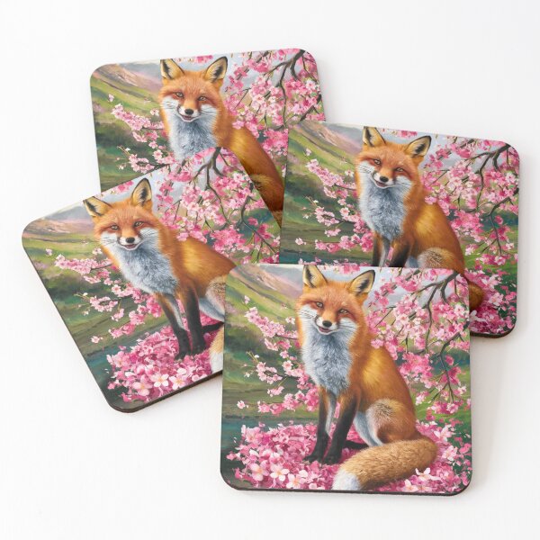 Item preview, Fox Portrait. Fox with cherry blossom, floral fox, fox painting, Raphael style designed and sold by FoxVibes.