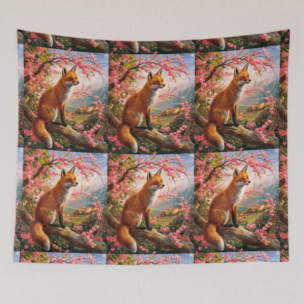Artikelvorschau, Fuchs-Portrait. Fuchs mit Kirschblüte, Blumenfuchs, Fuchsmalerei, Raphael-Stil entworfen und verkauft von FoxVibes.