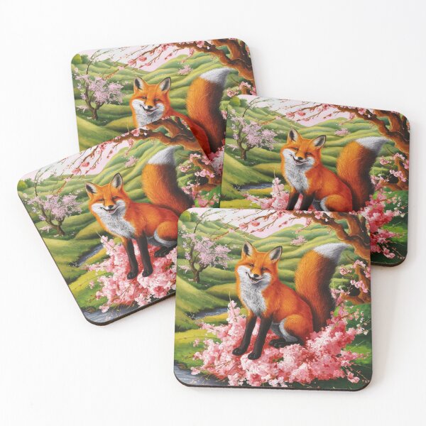 Artikelvorschau, Fuchs-Portrait. Fuchs mit Kirschblüte, Blumenfuchs, Fuchsmalerei, Raphael-Stil entworfen und verkauft von FoxVibes.