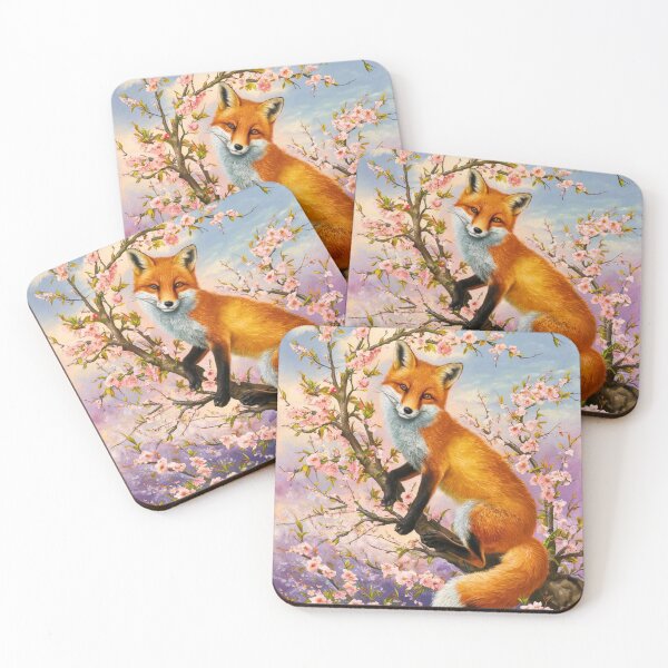 Item preview, Fox Portrait. Fox with cherry blossom, floral fox, fox painting, Raphael style designed and sold by FoxVibes.