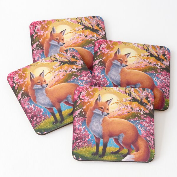 Item preview, Fox Portrait. Fox with cherry blossom, floral fox, fox painting, Raphael style designed and sold by FoxVibes.