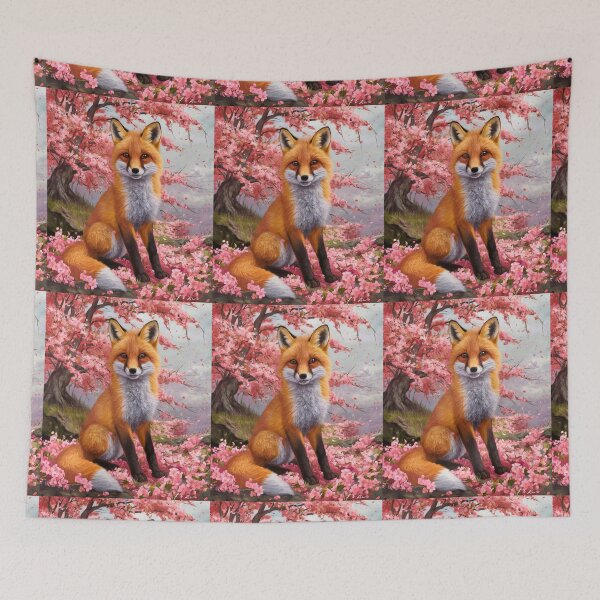 Artikelvorschau, Fuchs-Portrait. Fuchs mit Kirschblüte, Blumenfuchs, Fuchsmalerei, Raphael-Stil entworfen und verkauft von FoxVibes.