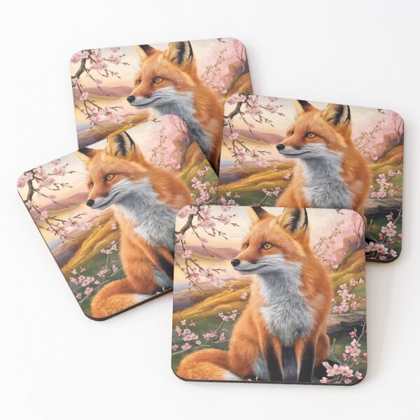 Item preview, Fox Portrait. Fox with cherry blossom, floral fox, fox painting, Raphael style designed and sold by FoxVibes.