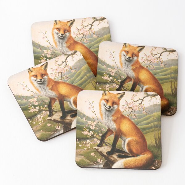 Artikelvorschau, Fuchs-Portrait. Fuchs mit Kirschblüte, Blumenfuchs, Fuchsmalerei, Raphael-Stil entworfen und verkauft von FoxVibes.