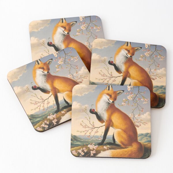 Artikelvorschau, Fuchs-Portrait. Fuchs mit Kirschblüte, Blumenfuchs, Fuchsmalerei, Raphael-Stil entworfen und verkauft von FoxVibes.