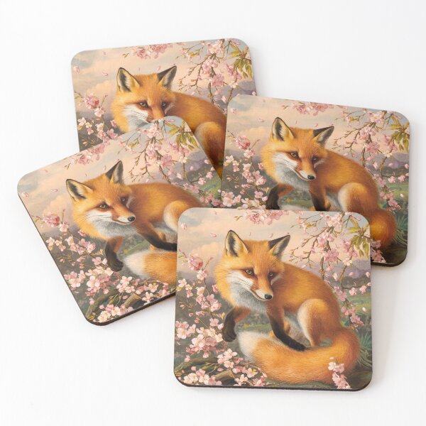 Artikelvorschau, Fuchs-Portrait. Fuchs mit Kirschblüte, Blumenfuchs, Fuchsmalerei, Raphael-Stil entworfen und verkauft von FoxVibes.