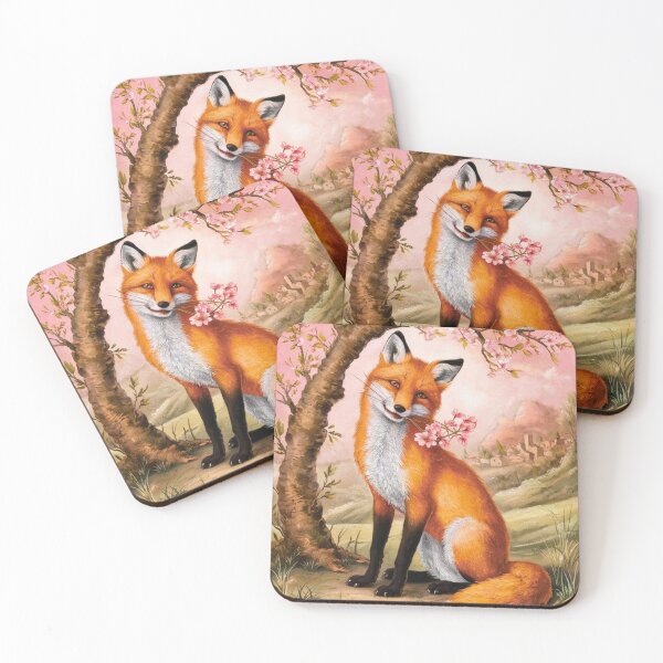 Artikelvorschau, Fuchs-Portrait. Fuchs mit Kirschblüte, Blumenfuchs, Fuchsmalerei, Raphael-Stil entworfen und verkauft von FoxVibes.