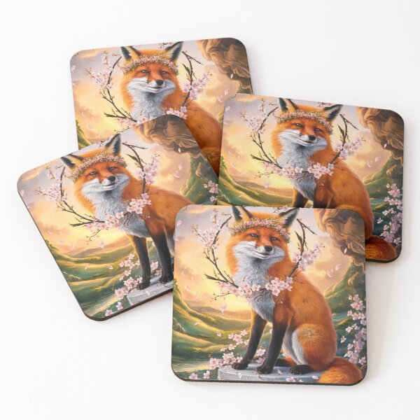 Artikelvorschau, Fuchs-Portrait. Fuchs mit Kirschblüte, Blumenfuchs, Fuchsmalerei, Raphael-Stil entworfen und verkauft von FoxVibes.