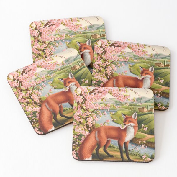 Artikelvorschau, Fuchs-Portrait. Fuchs mit Kirschblüte, Blumenfuchs, Fuchsmalerei, Raphael-Stil entworfen und verkauft von FoxVibes.