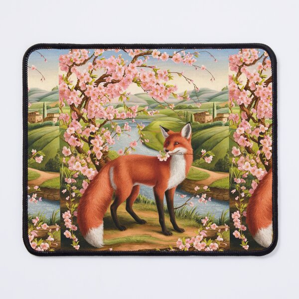 Artikelvorschau, Fuchs-Portrait. Fuchs mit Kirschblüte, Blumenfuchs, Fuchsmalerei, Raphael-Stil entworfen und verkauft von FoxVibes.