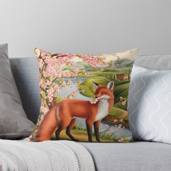 Item preview, Fox Portrait. Fox with cherry blossom, floral fox, fox painting, Raphael style designed and sold by FoxVibes.