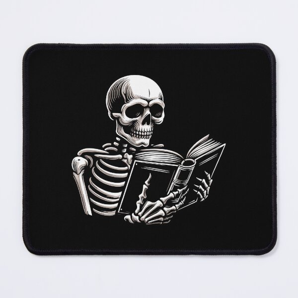 Item preview, Skelton reading a book, bibliophile, lover, spooky reader designed and sold by craftytraci.