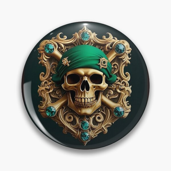 Item preview, Emerald Diamond Gold Retro Vintage Pirate Shield designed and sold by Way Way Cool.