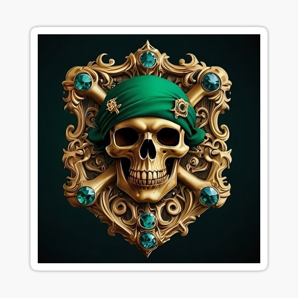 Item preview, Emerald Diamond Gold Retro Vintage Pirate Shield designed and sold by Way Way Cool.